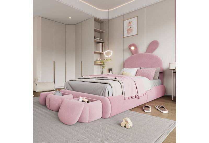 STILVORA Kinderbett Polsterbett 90x200cm Jugendbett mit Stauraum,Bettgestell mit LED von STILVORA