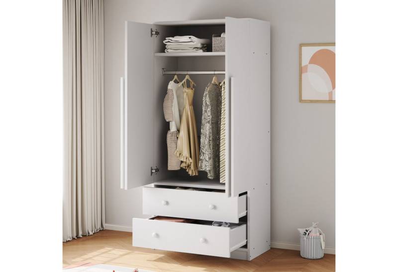 STILVORA Kleiderschrank 70×40×170 mit Schubladen und Ablagefächern,Doppeltüren-Design,weiß (Kleiderschrank 70x40x170 cm mit Doppeltüren, 2 Schubladen & Ablagefächern., 70x40x170 cm) von STILVORA