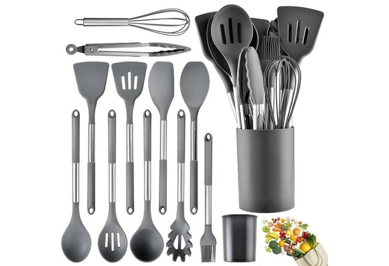 STILVORA Kochbesteck-Set 12er Silikon Küchenutensilien Küchenhelfer-set,Kochbesteck-set (Kochset Antihaft Hitzebeständig mit Utensilienhalter und Aufhängeloch, 12-tlg., Silikon, Kochbesteck, Kochutensilien), Spülmaschinengeeignet für Kochen Braten Schöpfen Mischen und Backen STILVORA Kochbesteck-Set 12er Silikon Küchenutensilien Küchenhelfer-set,Kochbesteck-set (Kochset Antihaft Hitzebeständig mit Utensilienhalter und Aufhängeloch, 12-tlg., Silikon, Kochbesteck, Kochutensilien), Spülmaschinengeeignet für Kochen Braten Schöpfen Mischen und Backen von STILVORA