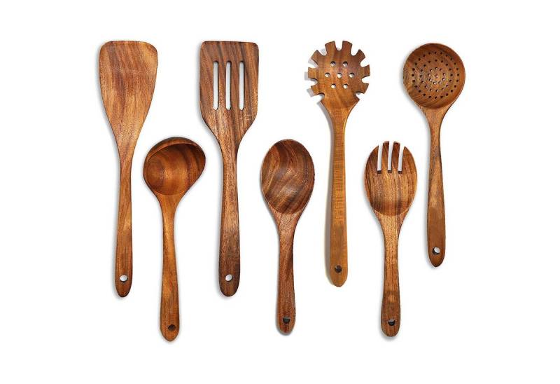 STILVORA Kochbesteck-Set Teakholz Küchenutensilien Küchenhelfer-set,Kochbesteck-set (7-tlg) von STILVORA