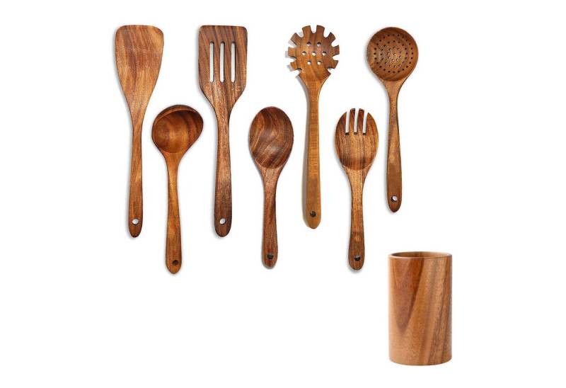 STILVORA Kochbesteck-Set Teakholz Küchenutensilien Küchenhelfer-set,Kochbesteck-set (8-tlg) von STILVORA