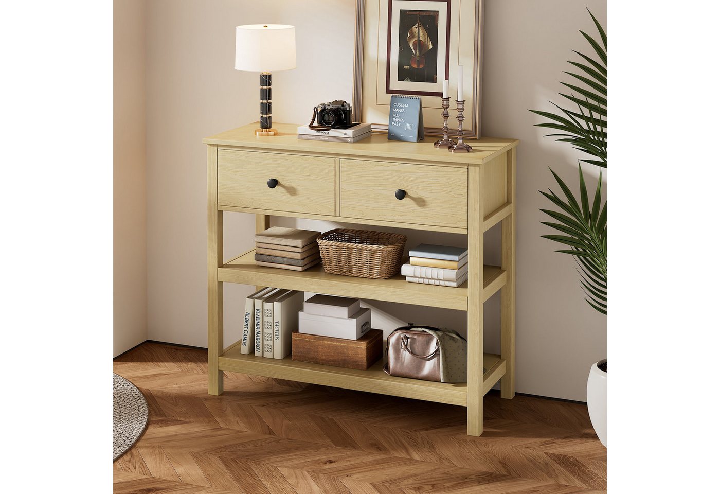 STILVORA Konsolentisch mit 2 Schubladen,Beistellschrank Aufwahrungsschrank mit offene Regale (Retro-Konsolentisch mit Schubladen und offenen Regalen - Kompakte Holz Optik, vielseitig für Flur, Wohnzimmer und Eingangsbereich, modernes Design, stabil und einfach zu montieren, 34.5 x 28 × 10 cm) STILVORA Konsolentisch mit 2 Schubladen,Beistellschrank Aufwahrungsschrank mit offene Regale (Retro-Konsolentisch mit Schubladen und offenen Regalen - Kompakte Holz Optik, vielseitig für Flur, Wohnzimmer und Eingangsbereich, modernes Design, stabil und einfach zu montieren, 34.5 x 28 × 10 cm) von STILVORA