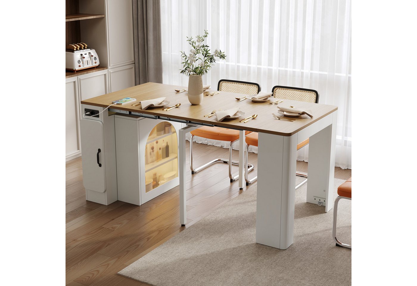 STILVORA Kücheninsel mit Rollen,Kücheninsel Küchentisch Ausziehbar mit Steckdosen®al von STILVORA