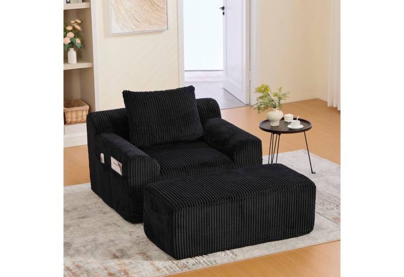 STILVORA Loungesessel mit Steigbügeln,Relaxsessel Chaiselongue mit Seitentaschen und Kissen (mit Fußpedal Stauraumseitentaschen & hochelastischem Sitzkissen, tiefer Komfortsessel, Gewicht Kapazität 300KG) von STILVORA