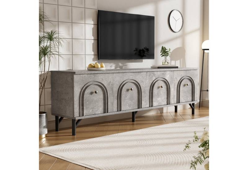 STILVORA Lowboard 160cm TV-Schrank in wohnzimmer,TV-Möbel grau mit Soft-Close-Scharniere (Fernsehtisch,TV-Ständer, Wohnzimmermöbel, 1 St., 4 Türen), 4-türiges TV-Board mit Soft-Close-Scharniere von STILVORA