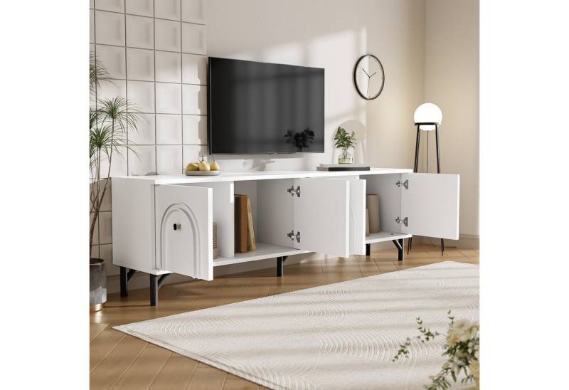 STILVORA Lowboard 160cm TV-Schrank in wohnzimmer,TV-Möbel weiß mit Soft-Close-Scharniere (Fernsehtisch,TV-Ständer, Wohnzimmermöbel, 1 St., 4 Türen), 4-türiges TV-Board mit Soft-Close-Scharniere von STILVORA