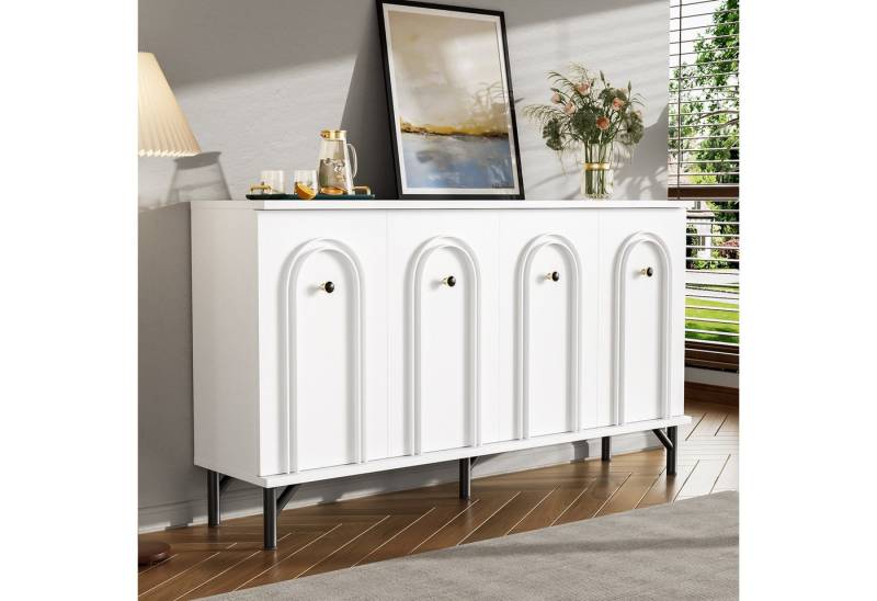 STILVORA Lowboard 3D-Sideboard wohnzimmer weiß mit 3D-Bogenfront, verstellbare Regalen (Anrichte, Aufbewahrungsschrank, Buffetschrank, 1 St., 4 Türen), mit 3D-Bogenfront, verstellbare Einlegeböden von STILVORA