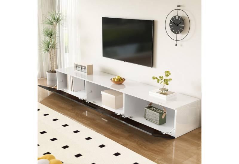 STILVORA Lowboard TV-Schrank hängend 180 cm Hochglanzoberfläche mit LED-Beleuchtung (Fernsehtisch,TV-Board,TV-Ständer, TV-Panel, TV-Glasschrank, 1 St., wandmontierbar oder bodenmontierbar), Hochglanzoberfläche, mit 16-farbiger LED-Beleuchtung von STILVORA