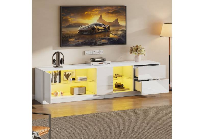 STILVORA Lowboard in wohnzimmer,Hochglanz-Lowboard stehend mit LED,für 65" Fernseher (Fernsehtisch, Wohnzimmermöbel, TV-Ständer, 1 St., mit LED-Beleuchtung), passend für 65" Fernseher von STILVORA