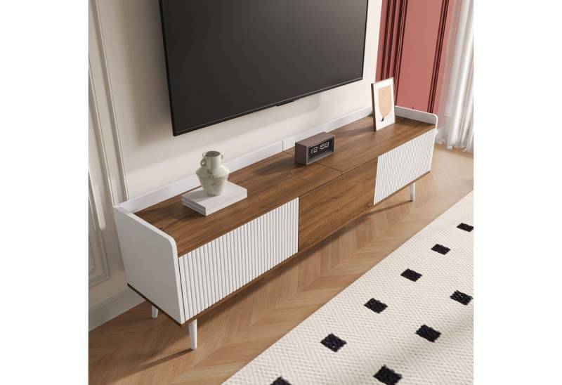STILVORA Lowboard mit 3 Türen,TV-Schrank Fernsehschrank grifflos mit Streifendesign (TV-Ständer, Fernsehschrank, 1 St., Länge 160 cm), MDF+ Spanplatte von STILVORA