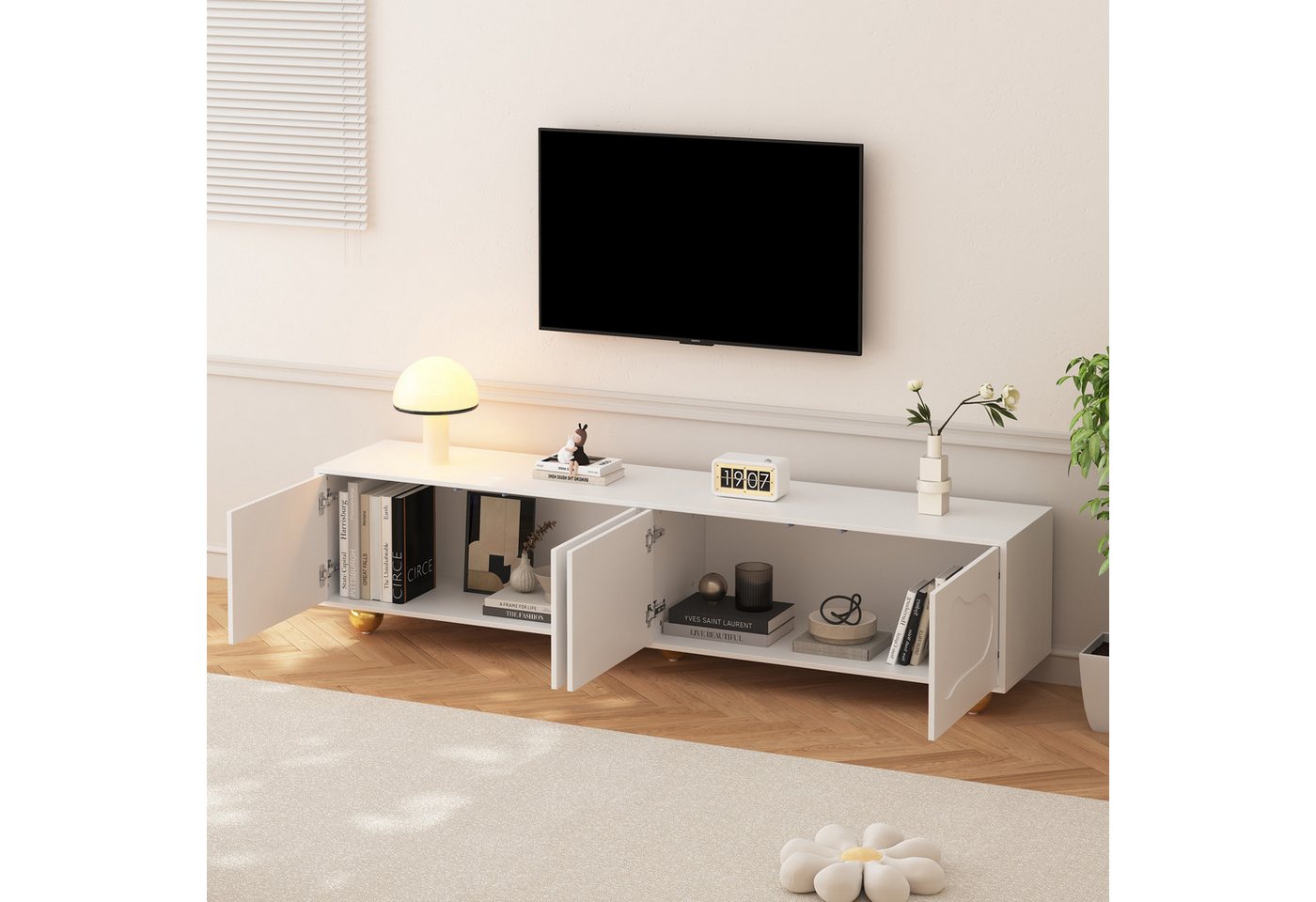 STILVORA Lowboard mit 4 Türen,TV-Schrank Fernsehschrank in Wolkenform mit 2 Schränken (TV-Entertainment-Center, Cartoon-Fernsehschrank, 1 St., mit 2 Schränken, 5 Stützbeinen), 180*40*45cm, Tragkraft bis 60 kg von STILVORA