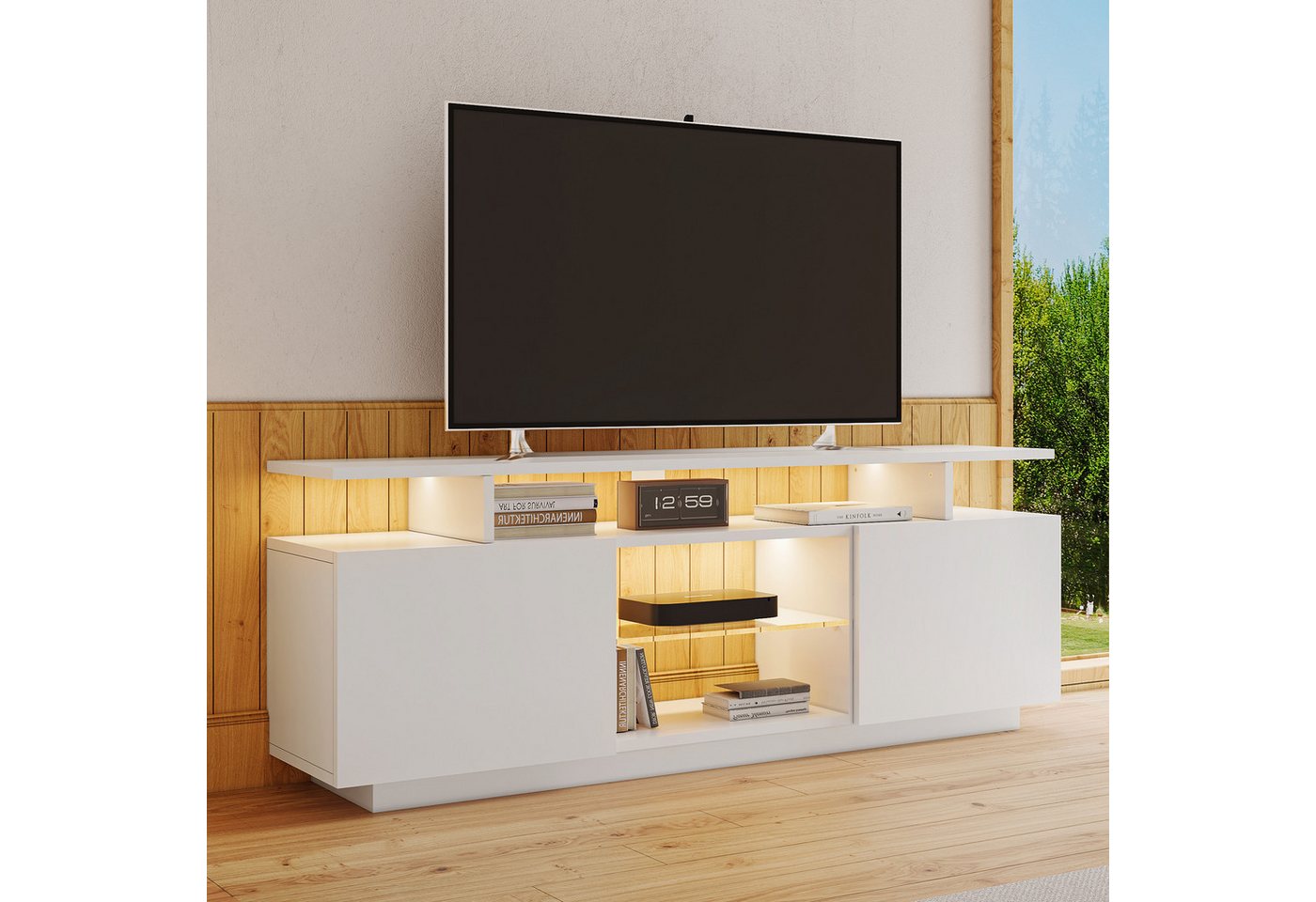 STILVORA Lowboard mit Glasboden,TV-Schrank Fernsehschrank Hochglanz mit LED-Beleuchtung STILVORA Lowboard mit Glasboden,TV-Schrank Fernsehschrank Hochglanz mit LED-Beleuchtung von STILVORA