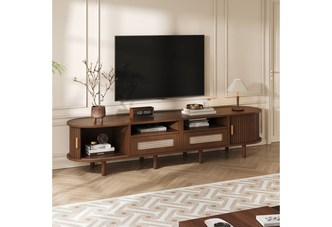 STILVORA Lowboard mit Rattanschubladen,TV-schrank Fernsehschrank mit Schiebetüren STILVORA Lowboard mit Rattanschubladen,TV-schrank Fernsehschrank mit Schiebetüren von STILVORA