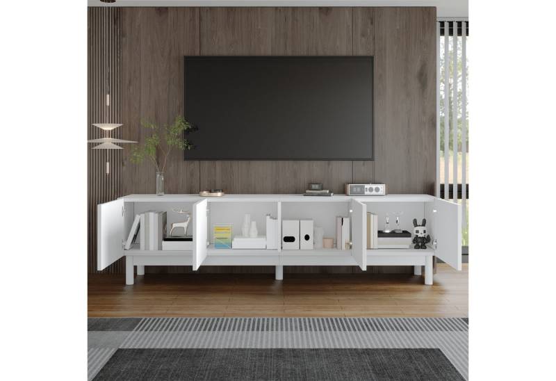 STILVORA Lowboard mit Regalen,TV-Schrank Fernsehschrank mit gewölbten Türen,Weiß von STILVORA