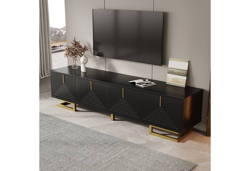 STILVORA Lowboard mit strukturierten Türen,TV-Schrank TV-Möbel mit goldene Beine (TV-Möbel, Fernsehschrank, 1 St., 160*38*44,5cm), mit strukturierten Türen von STILVORA