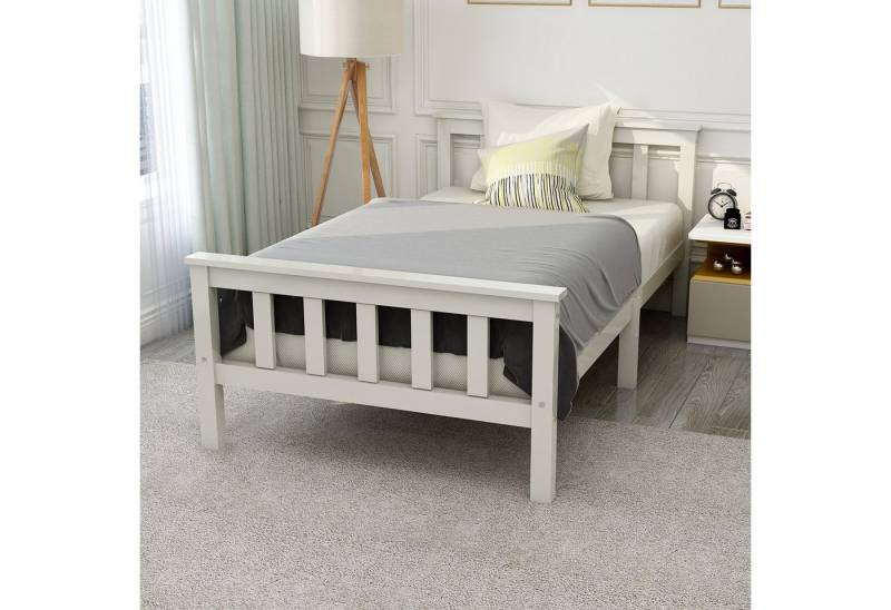 STILVORA Massivholzbett 90×200 mit Kopfteil,Bettgestell Jugendbett mit Lattenrost&Matratze (Ohne Schubladen, Kiefernholz Kiefer Bettgestell, mit Kopfteil Lattenrosten ohne Matratze), 90x200cm von STILVORA