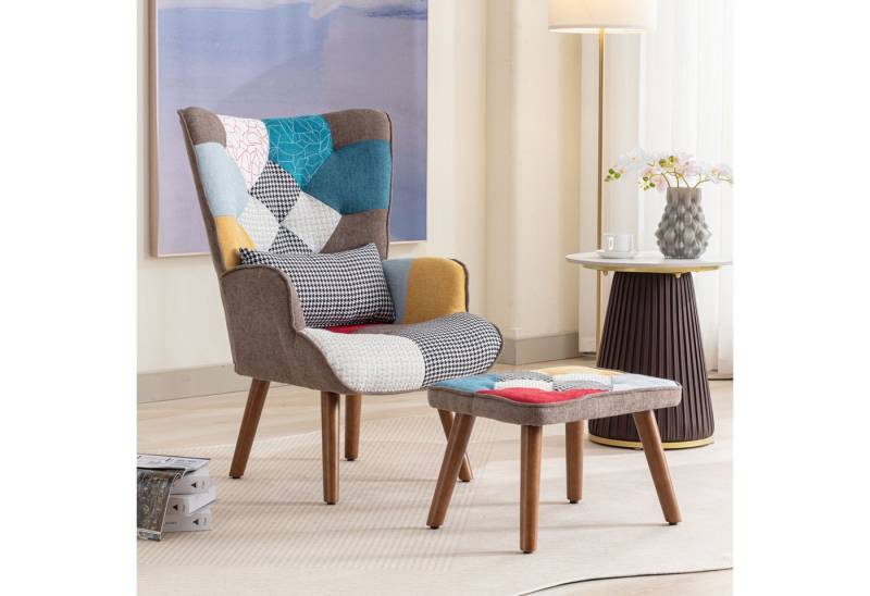 STILVORA Ohrensessel mit Fußstütze,Relaxsessel Einzelsessel mit Kissen&Rückenlehne (Farblich passender Freizeitstuhl mit Fußstütze, Rückenlehne und Kissen, 2-St), Wohnzimmer-Freizeitstuhl-Kombination von STILVORA