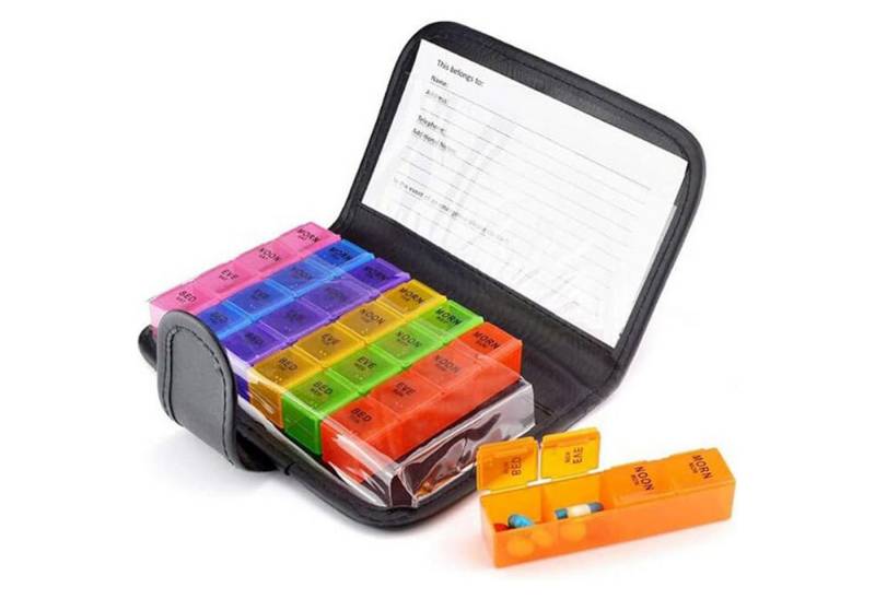 STILVORA Pillendose Tablettenbox 7 Tage Tablettendose tragbar Medikamentenbox 21 Fächer (Medikamente aufbewahren Kunstleder Tasche für Hand- oder Hosentasche, 1 St., Medikamentenbox Pillen-Organisator Bunt BPA-frei 7 Tage 28 Fächer), für Pillen Vitamin Fischöl für Morgens Mittags Abends Nachts STILVORA Pillendose Tablettenbox 7 Tage Tablettendose tragbar Medikamentenbox 21 Fächer (Medikamente aufbewahren Kunstleder Tasche für Hand- oder Hosentasche, 1 St., Medikamentenbox Pillen-Organisator Bunt BPA-frei 7 Tage 28 Fächer), für Pillen Vitamin Fischöl für Morgens Mittags Abends Nachts von STILVORA