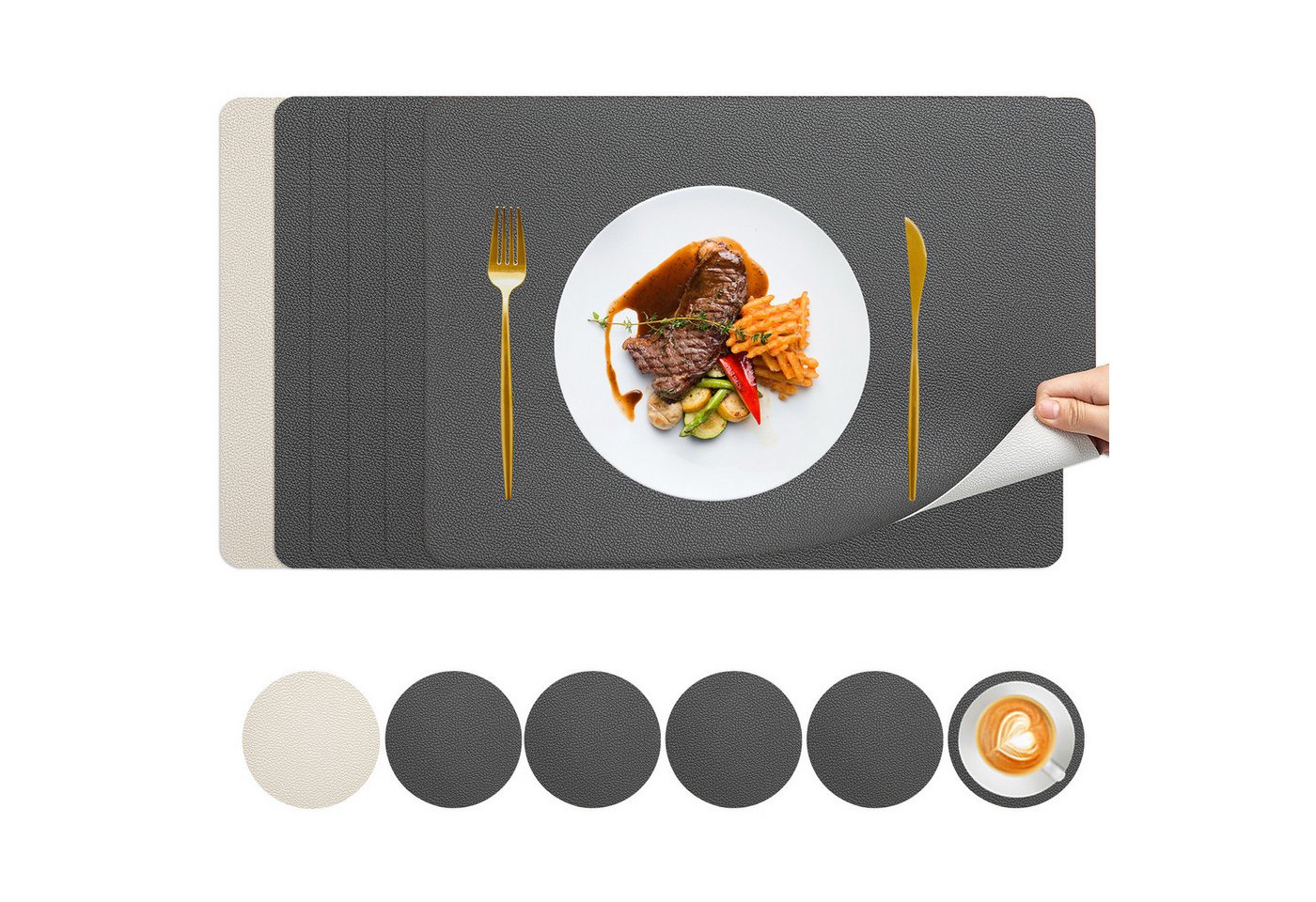 STILVORA Platzset Tischset Tischunterlage Untersetzer - Wasserfest, hitzebeständig, (6 Tischsets und 6 Untersetzer praktische Nutzung als Mauspad, Doppelseitig verwendbar hwasser- und schmutzabweisend), pflegeleicht ideal für Esstisch Küche Büro und Hotel STILVORA Platzset Tischset Tischunterlage Untersetzer - Wasserfest, hitzebeständig, (6 Tischsets und 6 Untersetzer praktische Nutzung als Mauspad, Doppelseitig verwendbar hwasser- und schmutzabweisend), pflegeleicht ideal für Esstisch Küche Büro und Hotel von STILVORA
