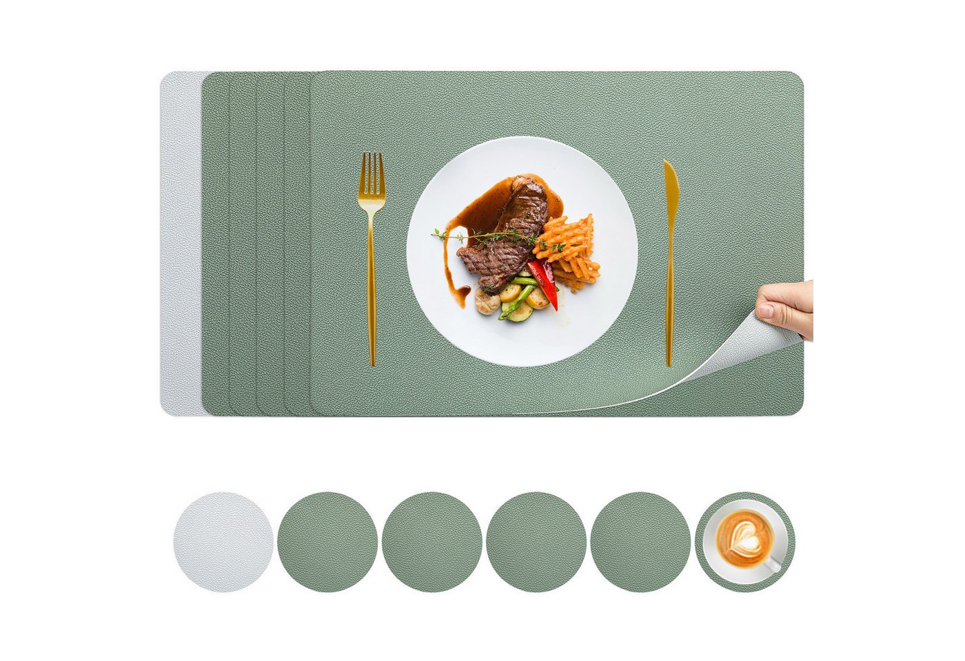 STILVORA Platzset Tischset Tischunterlage Untersetzer - Wasserfest, hitzebeständig, (6 Tischsets und 6 Untersetzer praktische Nutzung als Mauspad, Doppelseitig verwendbar hwasser- und schmutzabweisend), pflegeleicht ideal für Esstisch Küche Büro und Hotel STILVORA Platzset Tischset Tischunterlage Untersetzer - Wasserfest, hitzebeständig, (6 Tischsets und 6 Untersetzer praktische Nutzung als Mauspad, Doppelseitig verwendbar hwasser- und schmutzabweisend), pflegeleicht ideal für Esstisch Küche Büro und Hotel von STILVORA