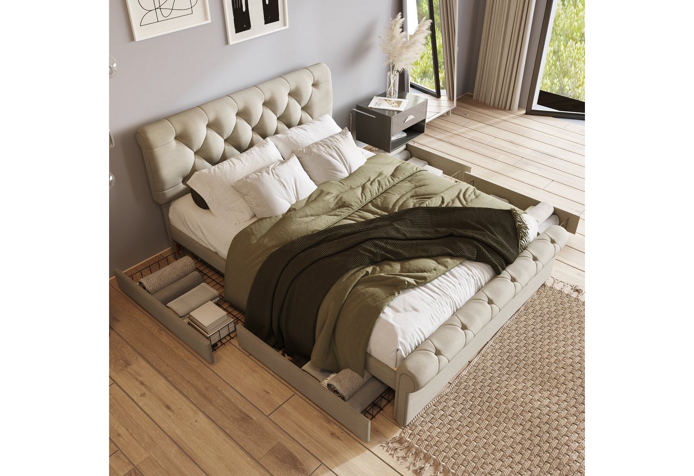 STILVORA Polsterbett 140x200 Bettgestell mit Stauraum Jugendbett mit verstellbarem Kopfteil STILVORA Polsterbett 140x200 Bettgestell mit Stauraum Jugendbett mit verstellbarem Kopfteil von STILVORA