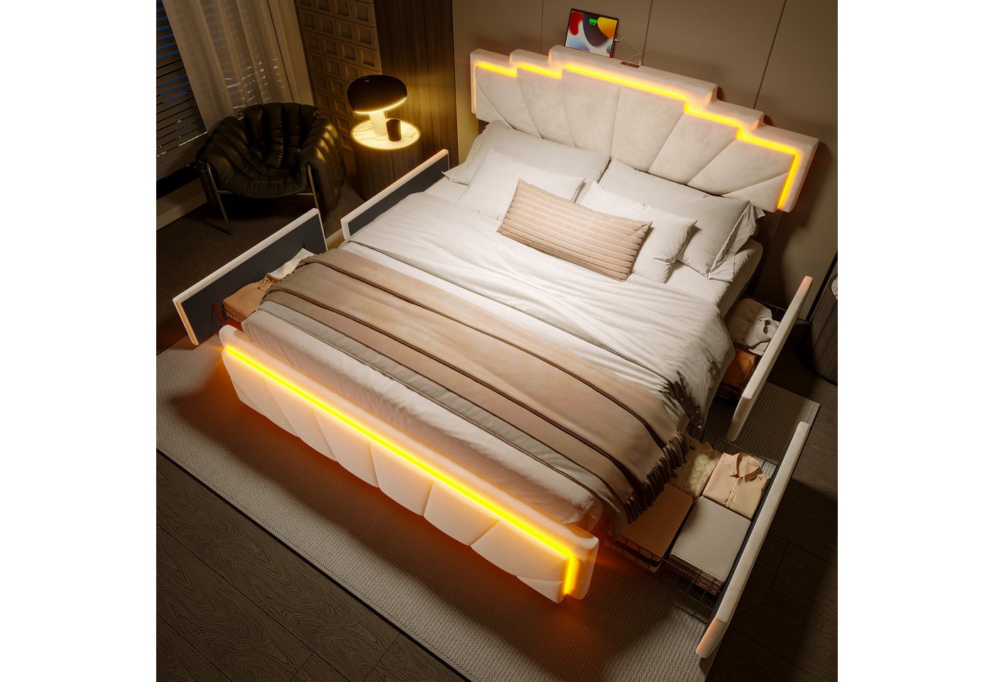 STILVORA Polsterbett 140x200 Funktionsbett mit matratze,bett mit stauraum,LED,USB Type-C STILVORA Polsterbett 140x200 Funktionsbett mit matratze,bett mit stauraum,LED,USB Type-C von STILVORA