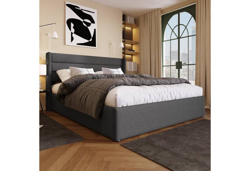 STILVORA Polsterbett 140x200 Hydraulisch Stauraumbett Doppelbett mit Lattenrost, Bett mit Lattenrost aus Metallrahmen, Lattenrost aus Holz von STILVORA