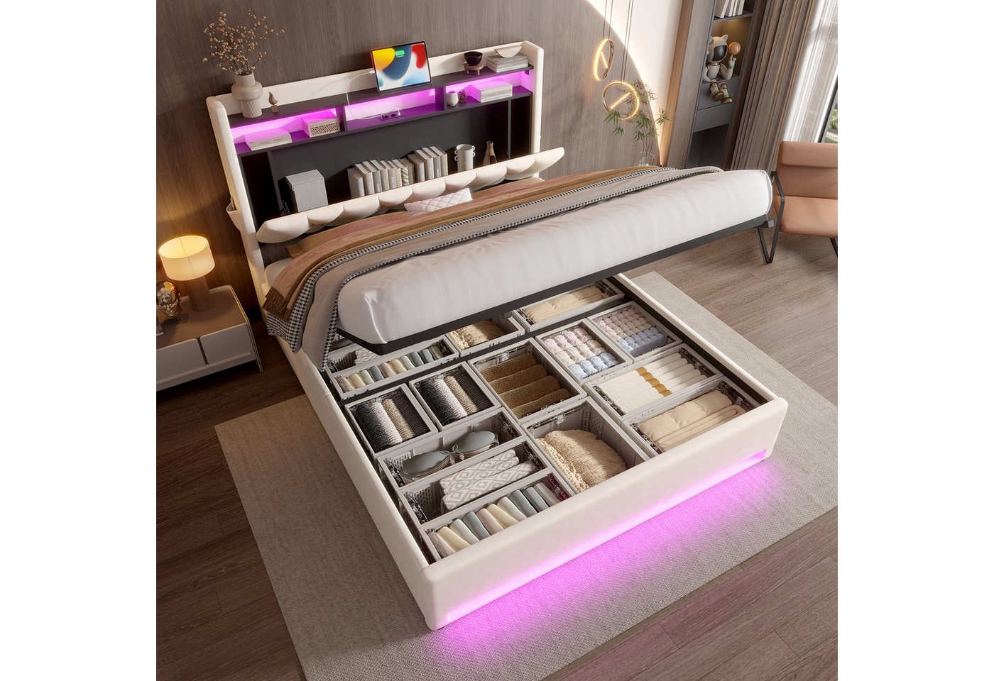STILVORA Polsterbett 140x200 Stauraumbett mit matratze,Funktionbett mit LED und USB Type-C STILVORA Polsterbett 140x200 Stauraumbett mit matratze,Funktionbett mit LED und USB Type-C von STILVORA