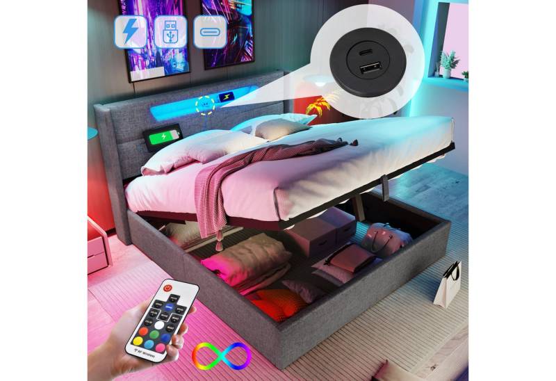 STILVORA Polsterbett 160x200 Doppelbett mit USB Typ C & LED,Jugendbett mit Stauraum, 160 x 200 cm,ohne-Matratze STILVORA Polsterbett 160x200 Doppelbett mit USB Typ C & LED,Jugendbett mit Stauraum, 160 x 200 cm,ohne-Matratze von STILVORA