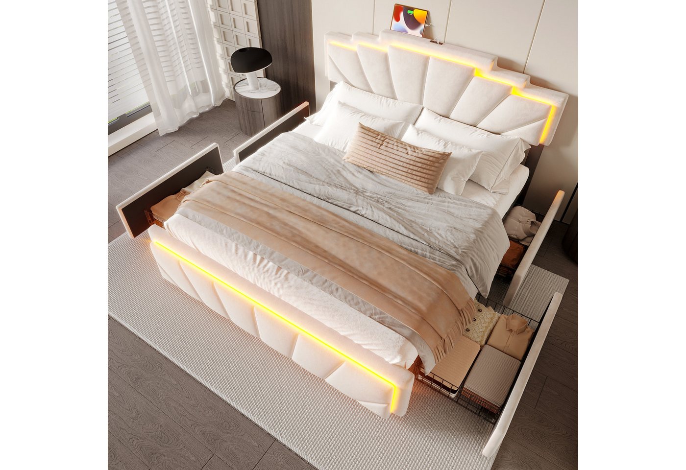 STILVORA Polsterbett 160x200 Funktionsbett mit matratze,bett mit stauraum,LED,USB Type-C STILVORA Polsterbett 160x200 Funktionsbett mit matratze,bett mit stauraum,LED,USB Type-C von STILVORA