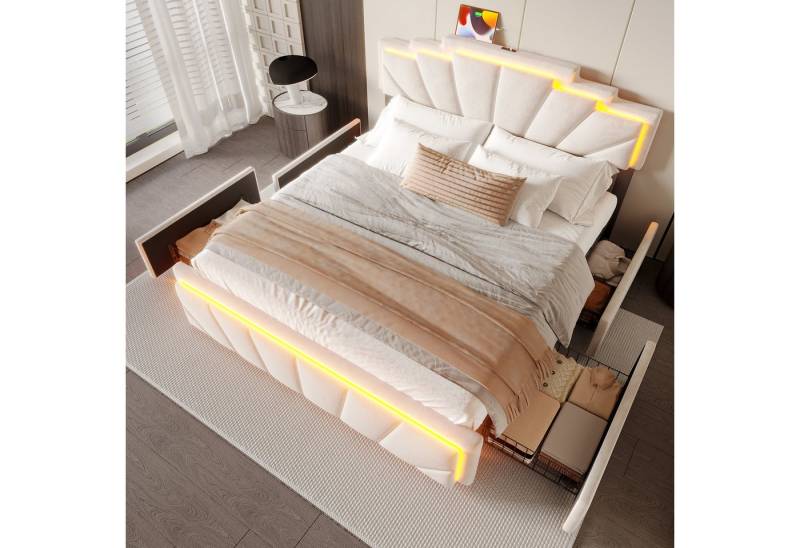 STILVORA Polsterbett 160x200 Funktionsbett mit matratze,bett mit stauraum,LED,USB Type-C von STILVORA