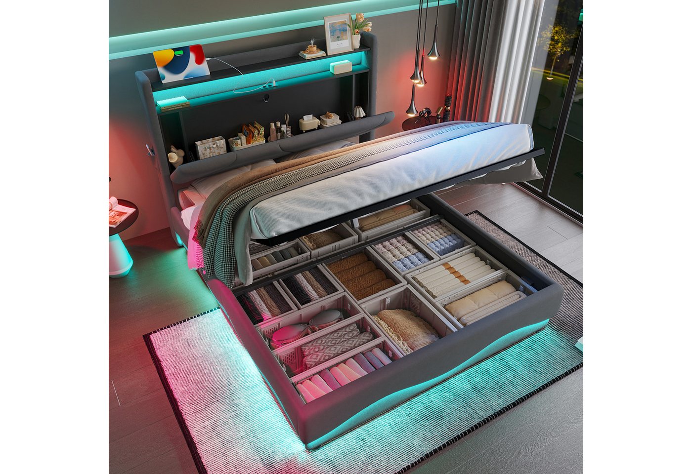 STILVORA Polsterbett 160x200 Stauraumbett mit matratze,Funktionbett mit LED und USB Type-C STILVORA Polsterbett 160x200 Stauraumbett mit matratze,Funktionbett mit LED und USB Type-C von STILVORA