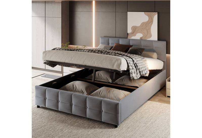 STILVORA Polsterbett 180x200 Bettgestell mit Matratze,Jugendbett mit Stauraum & LED (Doppelbett aus holländischem Samt, Gästebett Kinderbett mit Stauraum und Lattenrost – Perfekt für kleine Wohnungen & moderne Schlafzimmer, 180x200 cm), Mit Matratze von STILVORA