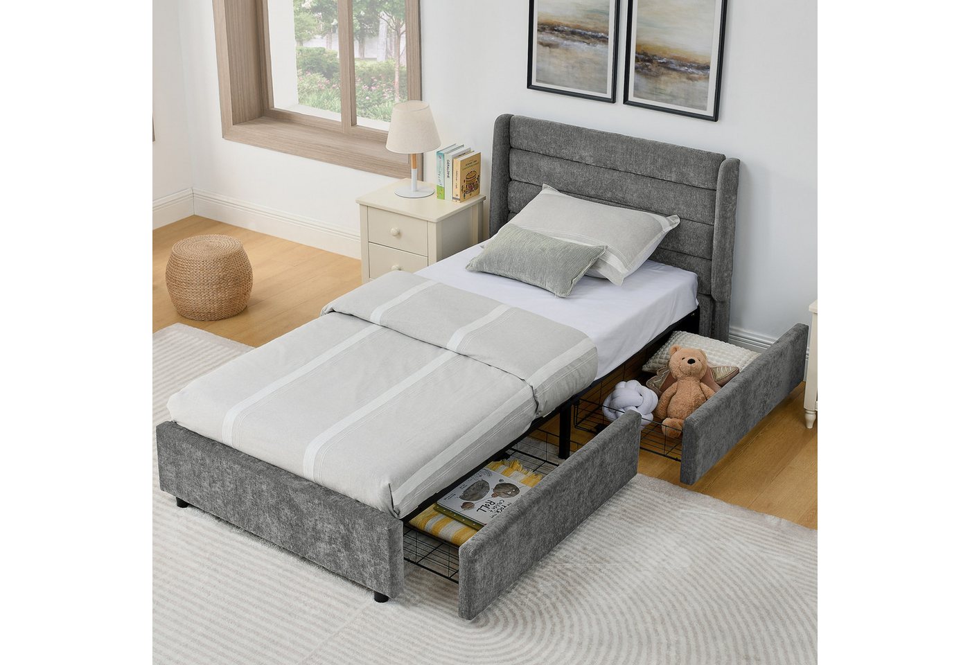 STILVORA Polsterbett 90x200 mit 4 Schubladen&Matratze,Jugendbett Kinderbett mit Lattenrost STILVORA Polsterbett 90x200 mit 4 Schubladen&Matratze,Jugendbett Kinderbett mit Lattenrost von STILVORA