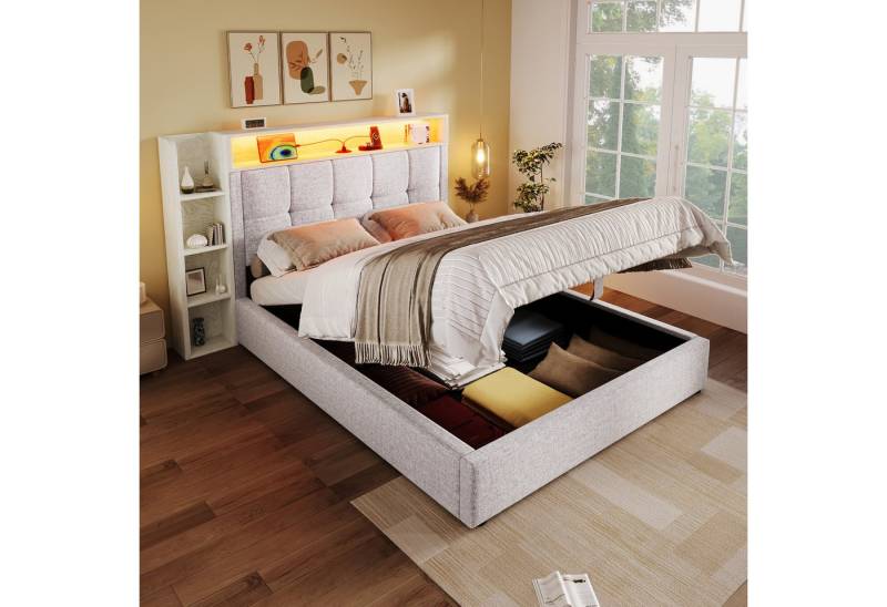 STILVORA Polsterbett 90x200 mit Matratze&Bettkasten,Jugendbett Bettgestell mit LED&USB (aus Leinen mit LED-Beleuchtung, USB Typ-C Ladeanschluss, multifunktionalem Stauraum und App-/Taststeuerung, 90x200 cm), ohne Matratze STILVORA Polsterbett 90x200 mit Matratze&Bettkasten,Jugendbett Bettgestell mit LED&USB (aus Leinen mit LED-Beleuchtung, USB Typ-C Ladeanschluss, multifunktionalem Stauraum und App-/Taststeuerung, 90x200 cm), ohne Matratze von STILVORA