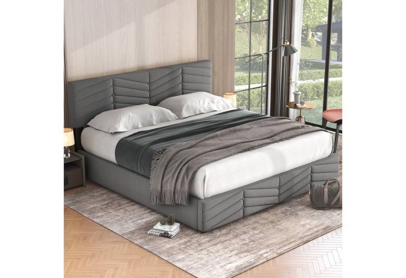STILVORA Polsterbett Doppelbett 180×200 Jugendbett mit Stauraum,verstellbares Kopfteil (160 x 200,Grau mit Lattenrost ohne Matratze), Continentalbett,höhenverstellbares Kopfteil Allgemeine Daten von STILVORA