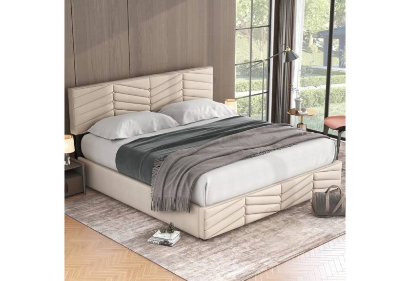 STILVORA Polsterbett Doppelbett 180×200 Jugendbett mit Stauraum,verstellbares Kopfteil (Hydraulisches Doppelbett 180x200cm Samt Beige), Continentalbett,höhenverstellbares Kopfteil Allgemeine Daten von STILVORA