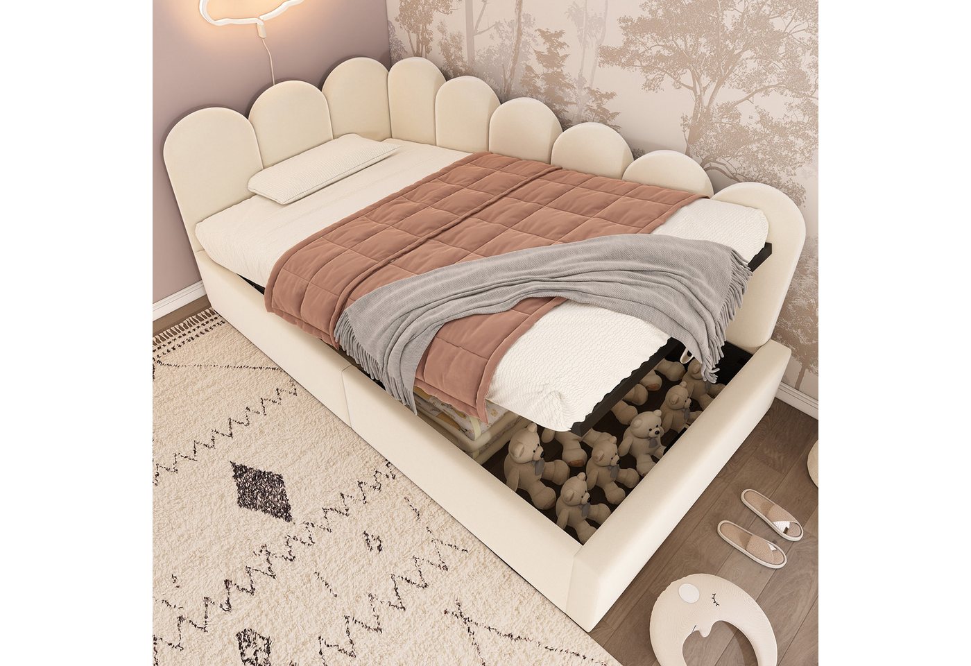 STILVORA Polsterbett Schlafsofa 90x200cm Tagesbett ausziehbar mit Bettkasten Daybettt (Daybett, Tagesbett, Schlafsofa, 1-tlg., mit hydraulischem Stauraum), 90x200 cm von STILVORA