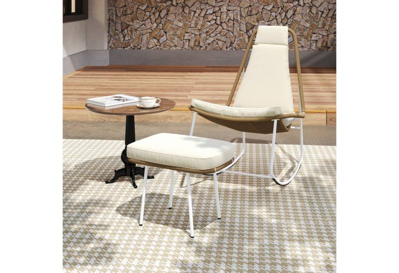 STILVORA Schaukelstuhl Garten Schaukelsessel mit hocker,Balkonmöbel-Set Relaxsessel Balkon (Outdoor-Sofa-Set, Balkonset, 2 St), mit Fußstütze, Tragkraft von 160 kg von STILVORA