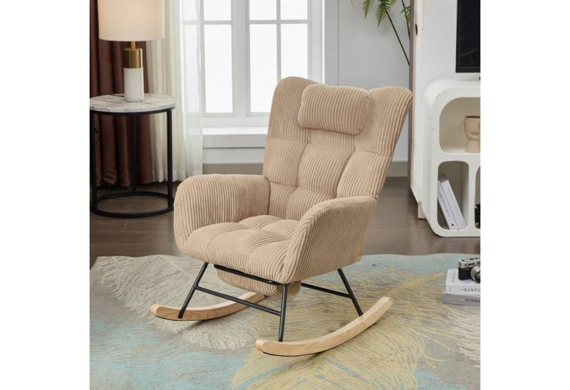 STILVORA Schaukelstuhl Relaxsessel Loungesessel Schaukelsessel mit Nackenkissen und Pedal von STILVORA