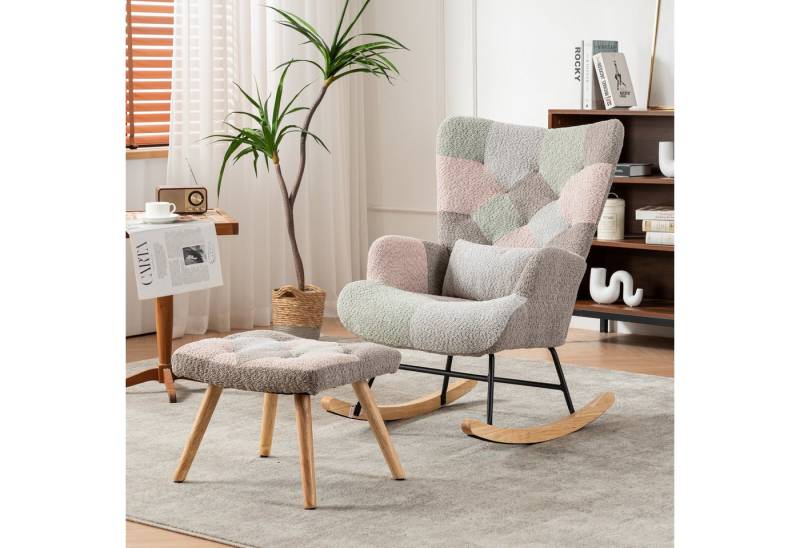 STILVORA Schaukelstuhl Schaukelsessel mit fußstütze,Loungesessel Relaxsessel wohnzimmer (Loungesessel, 2 St), inklusive Fußstütze (49*38*37 cm) und Lendenkissen von STILVORA