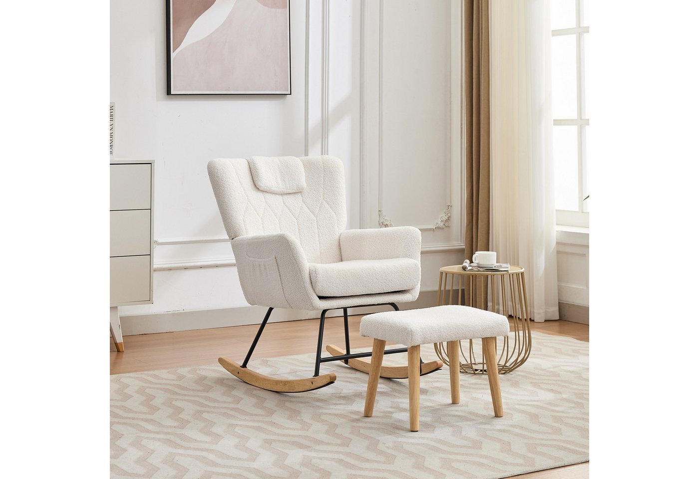 STILVORA Schaukelstuhl mit Fußhocker,Schaukelsessel Relaxsessel mit hoher Rückenlehne (Schwingsessel, Relaxsessel, 1 St), mit Hoher Rückenlehne von STILVORA