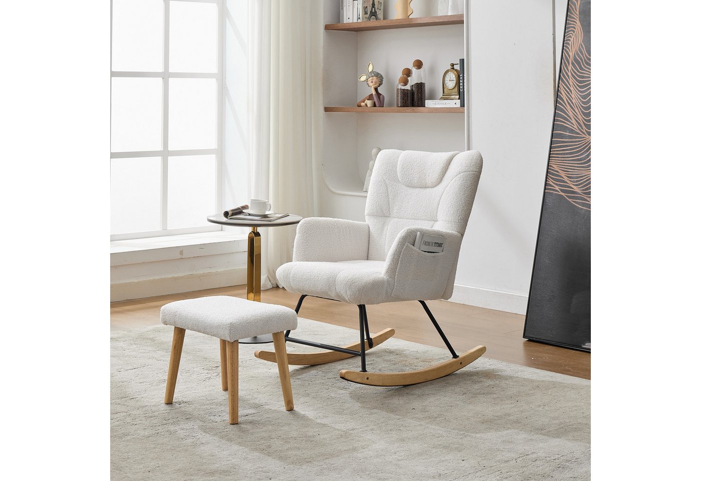 STILVORA Schaukelstuhl mit Fußhocker,Schaukelsessel Relaxsessel mit hoher Rückenlehne (Schwingsessel, Relaxsessel, 1 St), mit Hoher Rückenlehne von STILVORA