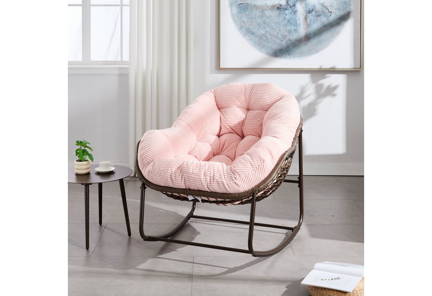 STILVORA Schaukelstuhl mit Stahlrahmen,Schaukelsessel Sitzschaukel mit Rattan-Design von STILVORA