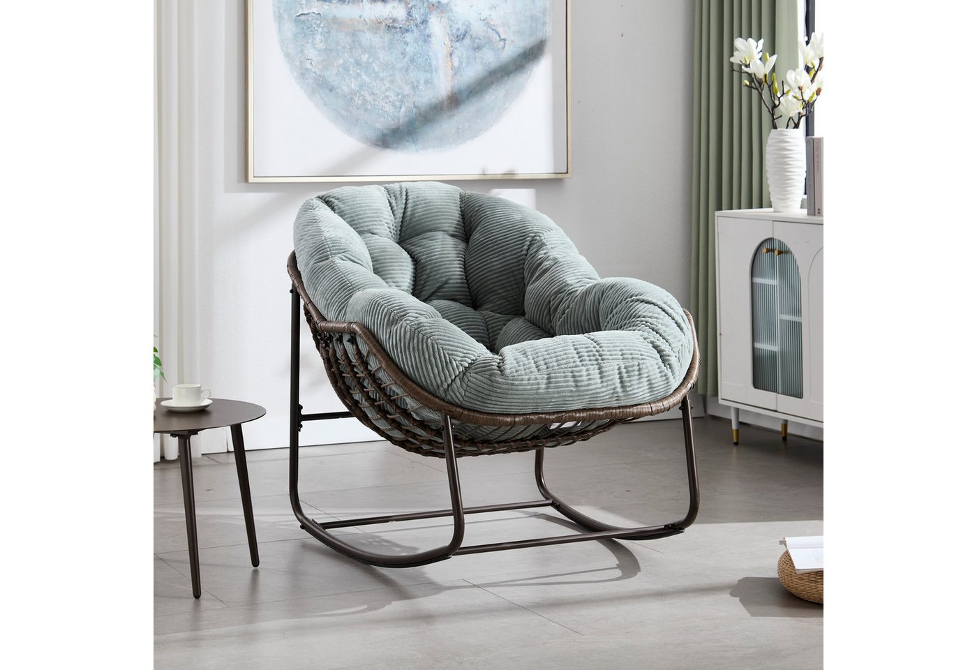 STILVORA Schaukelstuhl mit Stahlrahmen,Schaukelsessel Sitzschaukel mit Rattan-Design von STILVORA