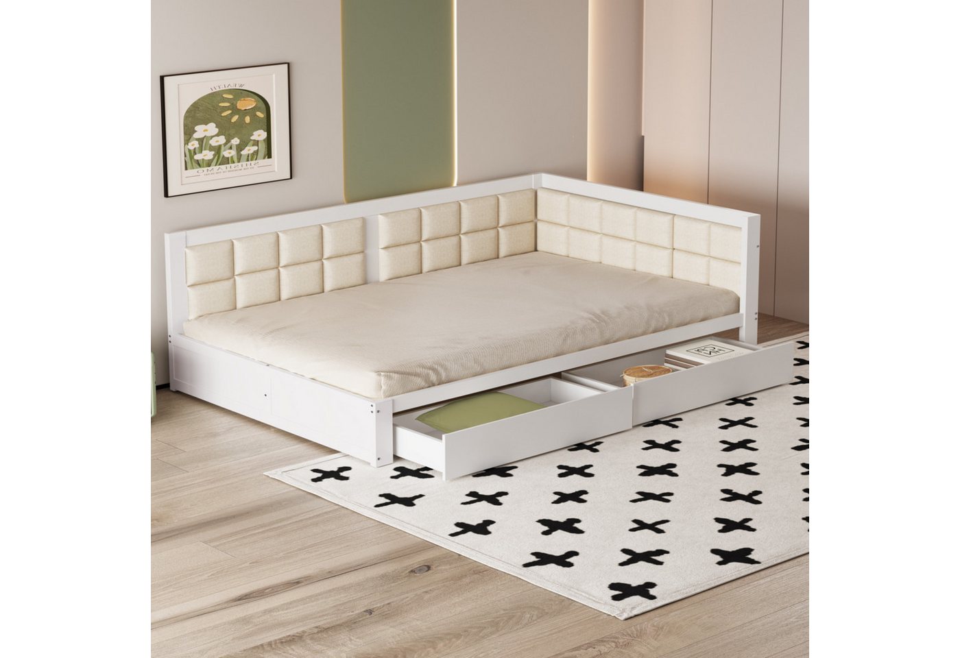 STILVORA Schlafsofa 140x200 Daybett mit Matratze,Tagesbett mit Stauraum und Lattenrost, mit weicher Rückenlehne und großen Stauraumschubladen, mit Matratze STILVORA Schlafsofa 140x200 Daybett mit Matratze,Tagesbett mit Stauraum und Lattenrost, mit weicher Rückenlehne und großen Stauraumschubladen, mit Matratze von STILVORA