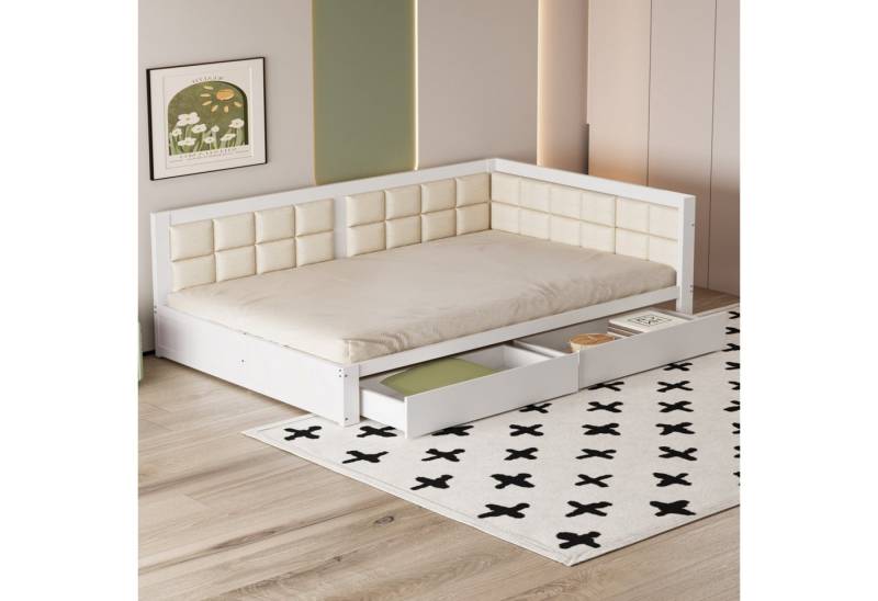 STILVORA Schlafsofa 140x200 Daybett mit Stauraum und Lattenrost,Tagesbett ohne Matratze, mit weicher Rückenlehne und großen Stauraumschubladen, Ohne Matratze von STILVORA