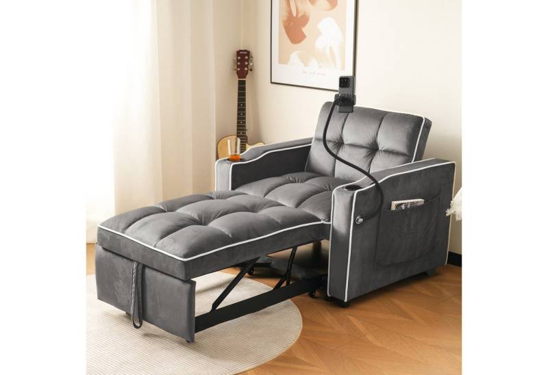 STILVORA Schlafsofa 3-in-1 couch mit schlaffunktion,verstellbare sofas mit Handyhalter, Liegestuhl, Schlafstuhl, Sessel 1 Teile, mit Ausziehbares Bettgestell aus Metall von STILVORA