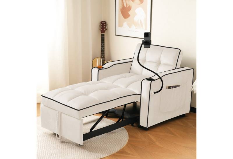 STILVORA Schlafsofa 3-in-1 couch mit schlaffunktion,verstellbare sofas mit Handyhalter, Liegestuhl, Schlafstuhl, Sessel 1 Teile, mit Ausziehbares Bettgestell aus Metall von STILVORA