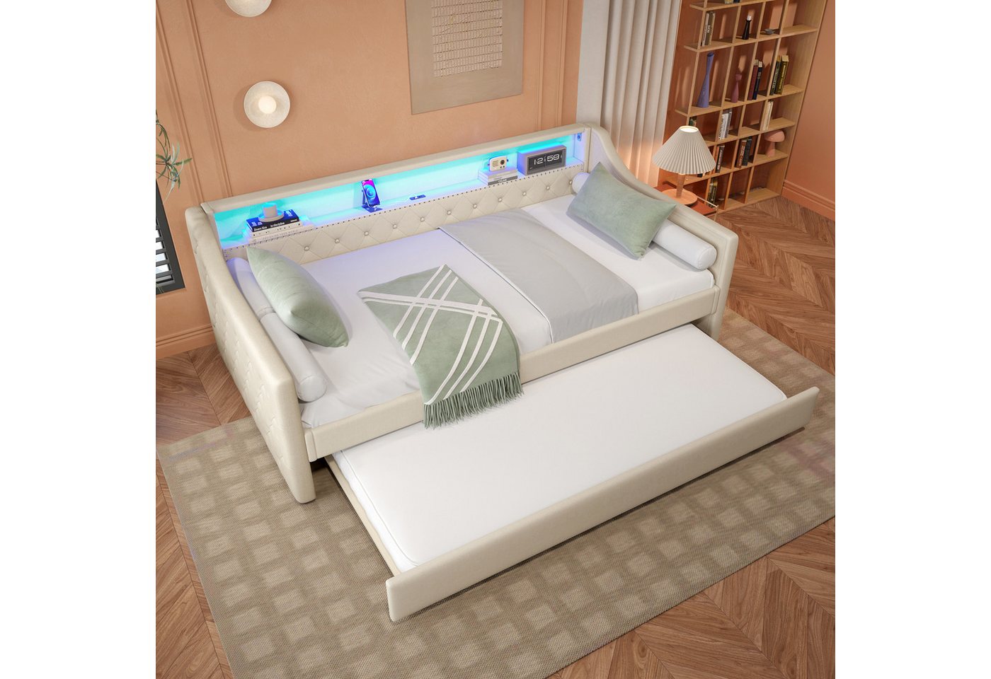 STILVORA Schlafsofa 90x200 mit Matratze&Ausziehbett,Schlafsofa Tagesbett mit LED&USB STILVORA Schlafsofa 90x200 mit Matratze&Ausziehbett,Schlafsofa Tagesbett mit LED&USB von STILVORA